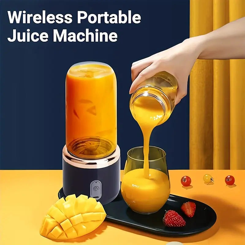 Portable USB Rechargeable Blender – Mini Smoothie & Shake Maker with 6 Blades, 430ml Stainless Steel Travel Mixer